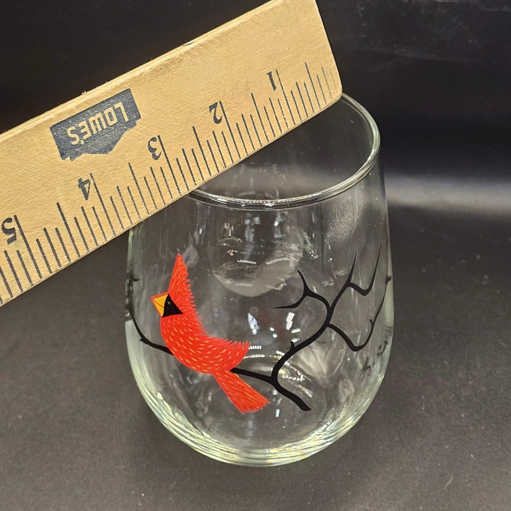 Mary Elizabeth Arts Birds Stemless Wine Glasses Tumblers Set of 4 Made USA 4.5" - Picture 8 of 9